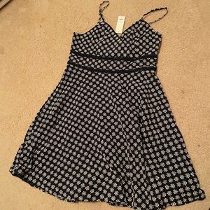 Navy Blue Lace Detail Sun Dress